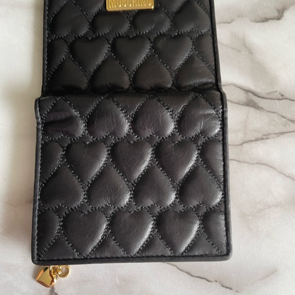 MOSCHINO heart pattern quilted short wallet vintage - Picture 10 of 11